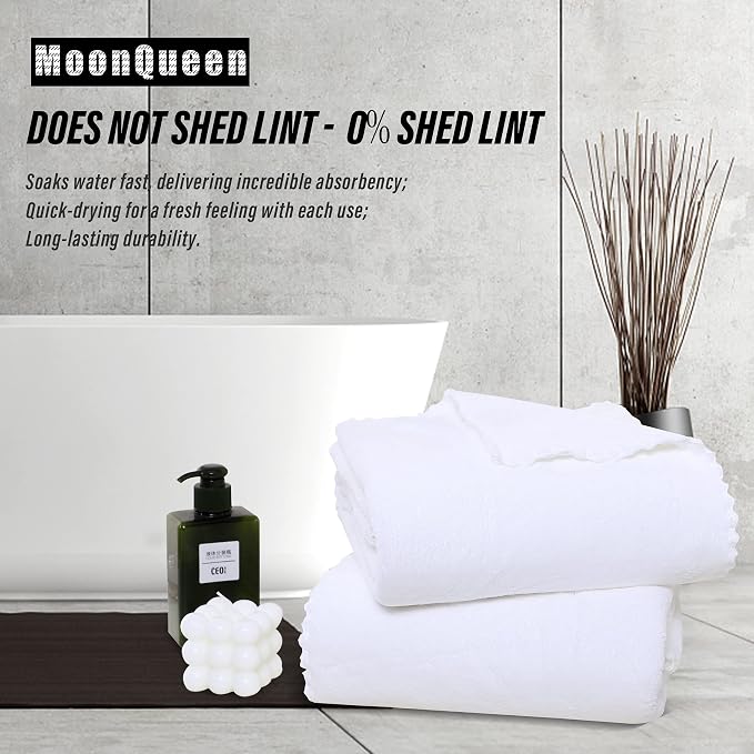 MOONQUEEN 2 Pack Premium Bath Towel Set - Quick Drying - Microfiber Coral Velvet Highly Absorbent Towels - Multipurpose Use as Bath Fitness, Bathroom, Shower, Sports, Yoga Towel (White) - Image 3