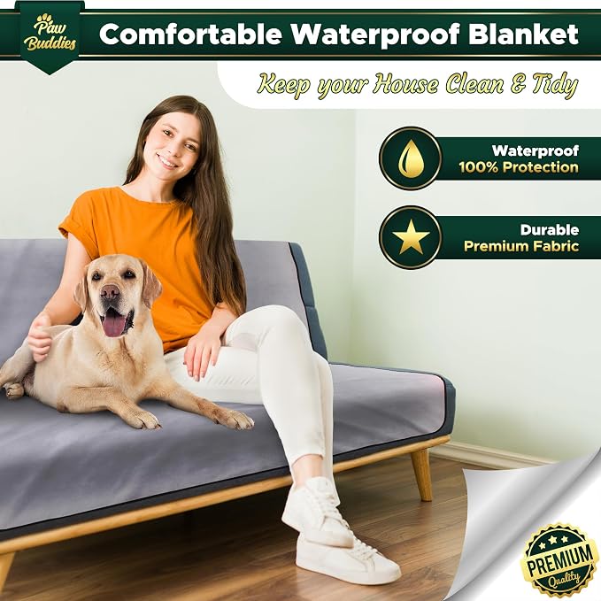 Paw Buddies Premium Waterproof Blanket 80"x90" Velvet-Feel Reversible Throw – Leakproof, Machine Washable Bed & Sofa King Size Protector for Couples, Pets & Travel + Bonus Small Blanket - Image 7