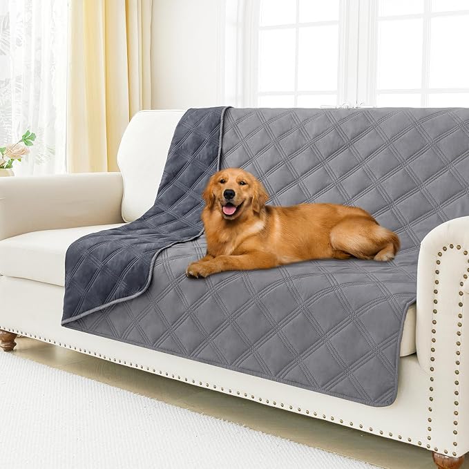 Smiry Waterproof Dog Bed Cover, Reversible Pet Blanket for Sofa Couch | Soft Washable Dog Blanket, Leakproof Couch Cover for Dogs Cats & Furniture Protection, 68x82, Grey/Dark Grey by Smiry