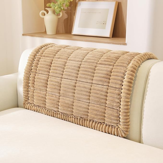 OstepDecor Couch Cover for Dogs, Washable Non Slip Sofa Cover for Pets, Soft Couch Covers for Sofa, Loveseat and Sectional, Furniture Protector Against Pet Hair & Scratches (35.4" x 35.4", Khaki) by OstepDecor