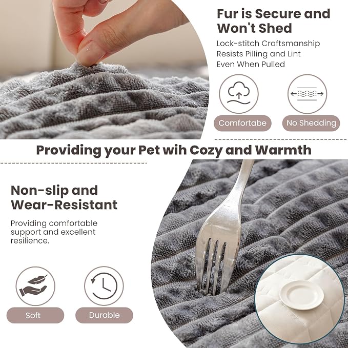 Couch Cover for Dogs Washable, Non Slip Couch Covers for 3 Cushion Sofa Pet Friendly, Fuzzy Pet Couch Cushion Covers for Dog,Thick,Soft for Sofa Protector (Dark Gray, 27.6" x 82.7"/70 x 210cm) - Image 4