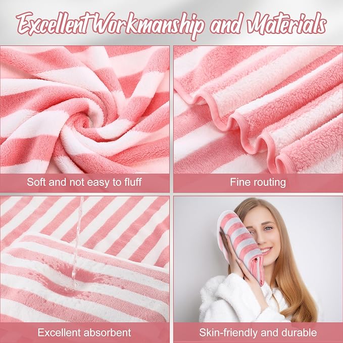 SmoothNovelty 16 Pack Microfiber Bath Towels Bulk 27'' x 60'' Oversized Size Bath Towel Highly Absorbent Extra Large Soft Drying for Beach Shower Summer Salon Sport Gym Party (Stripes,Pink) - Image 3