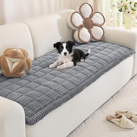 Royhom Couch Cover for Dogs Washable，Non Slip Sofa Protector for Pets | Durable & Easy Care, Soft Furniture Cover for Leather & Fabric Couches Against Claws, Spills & Fur, 27.6x78.7 Inch, Blue-grey by Royhom