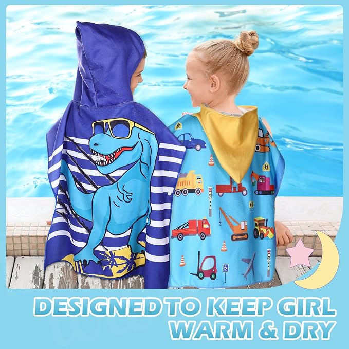 6 Pcs Kids Hooded Towel Kids Bath Towels with Hood Microfiber Baby Pool Beach Towel for Boy Girls Toddler(47 x 24 Inch,Vivid Style) - Image 6