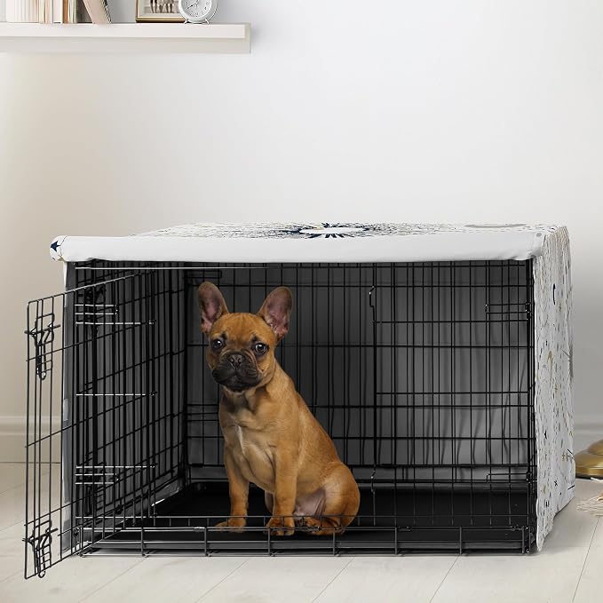 Sweet Jojo Designs 30in. Small/Medium Dog Crate Cover (Boho Star and Moon) Pet Cage, Kennel Covers (Shabby Chic, Bohemian, Celestial, Sky, Stars & Moons, Starburst, Cosmic, Navy Blue & Gold, Grey) - Image 2