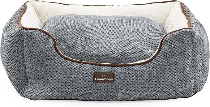 GrandTies Fluffy Dog Beds for Small Medium Large Dogs & Cats, Machine Washable Dog Bed, Rectangle Breathable Soft Calming Sleeping Warming Pet Beds with Waterproof & Non-Slip Bottom (S 22", Moonlight) by GrandTies