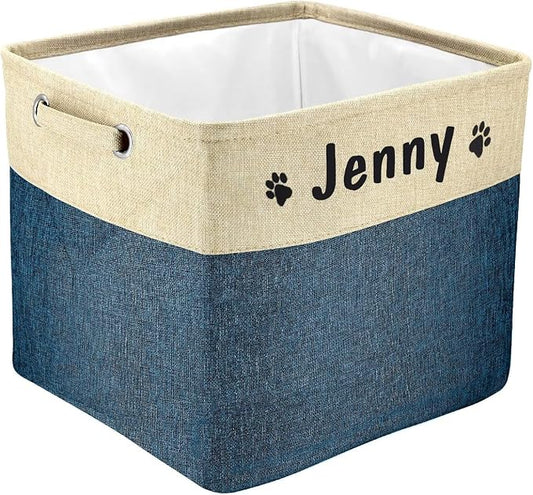 PET ARTIST Collapsible Dog Toy Storage Basket Bin with Personalized Pet's Name - Rectangular Storage Box Chest Organizer for Toys, Clothing, Apparel & Accessories by PETARTIST