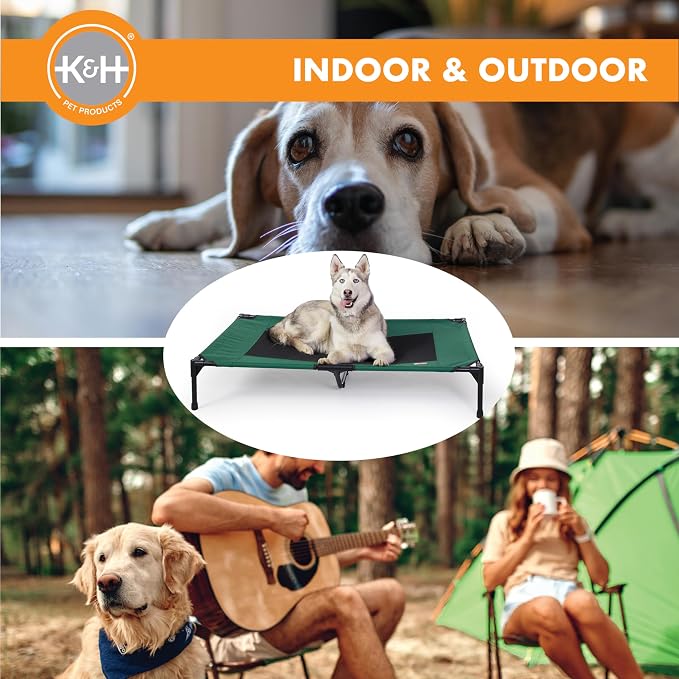 K&H Outdoor Elevated Dog Bed - Cooling Raised Dog Bed for Large & Extra-Large Pets, Breathable Mesh Center Hammock Design, Indoor/Outdoor Washable Cover, Portable Metal Frame, Green, XL 50x32in - Image 6