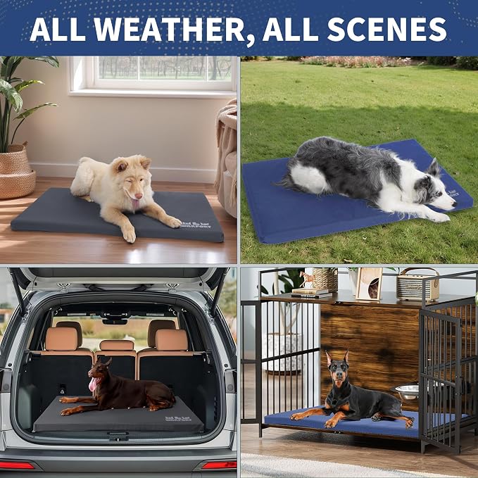 Durable Outdoor Dog Bed Chew Proof Stable Crate Mat Indoor cat Bed Anti Mild Bite Kennel Pad with Removable Fully Waterproof Cover (Blue, Large(36x22x1.5in)) - Image 4