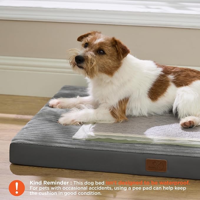 Bedsure ComfyFleece Dog Bed Medium Size Dog with Washable Cover, 29x18 | Orthopedic Egg Crate Foam Pet Mat,Removable Cover, Nonslip Bottom,Not Waterproof,Not Chewproof,For Medium Breeds up to 30lbs - Image 2