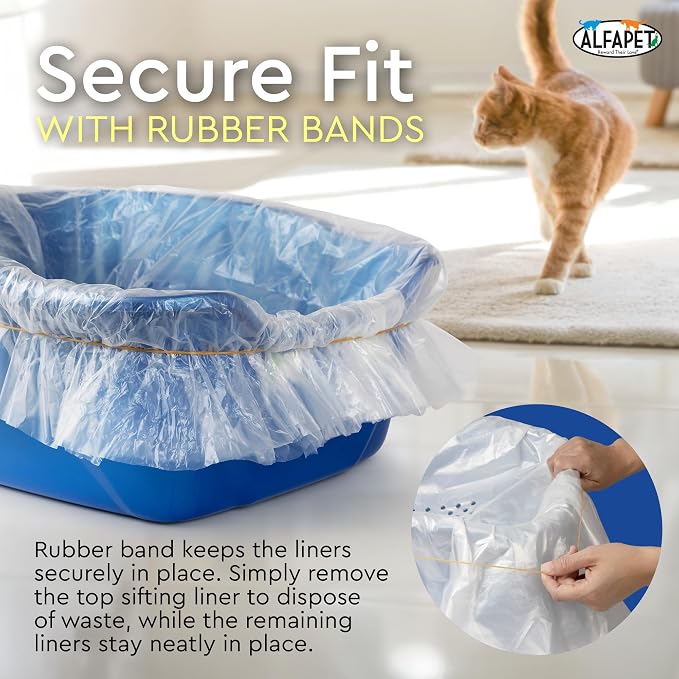 Cat Litter Box Sifting Liners Alfapet - Extra Giant 50 Count - Tear-Resistant Cat Litter Bags - Waterproof Kitty Litter Liners - Fits Almost All Litterbox Pan Sizes, 40" x 38", 30 lb Capacity - Image 5
