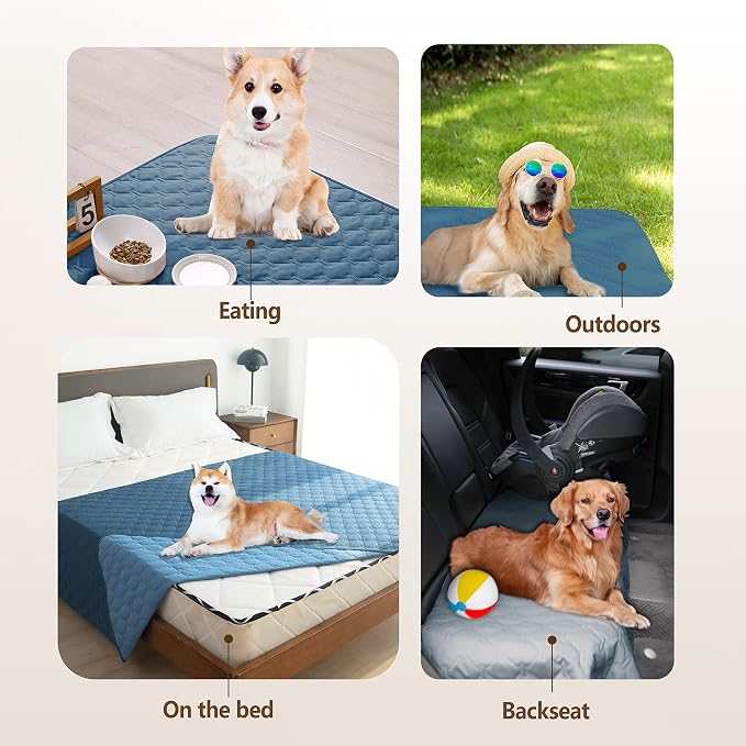 gogobunny 100% Double-Sided Waterproof Dog Bed Cover Pet Blanket Sofa Couch Furniture Protector for Puppy Large Dog Cat, Reversible (82x82 Inch (Pack of 1), Dark Blue/Light Blue) - Image 9