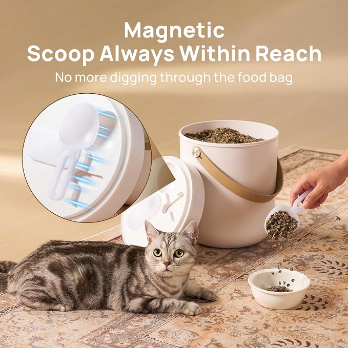 smartoo Vacuum Cat Dog Food Storage Container 5 lb, Dry Pet Food Storage | 10.6 Qt Airtight Cat Food Storage Container with One-Button Easy Use, Magnetic Scoop Incl., BPA-Free, Durable, Rechargeable - Image 6