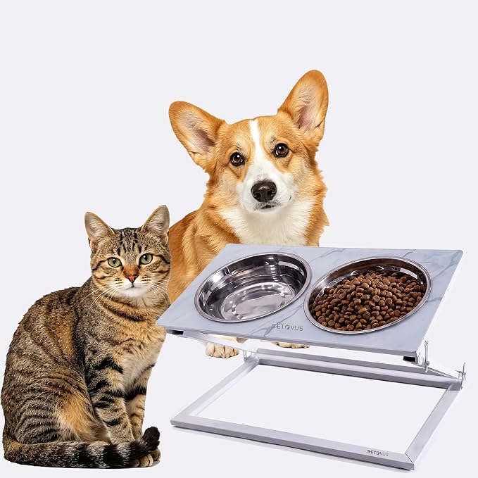 Elevated Dog Bowl, Adjustable Height and Tilt Angle Dog Bowl Stand | Precisely Adjust Height And Tilt Angle, Easy To Clean, Equipped With 2 Stainless Steel Food Bowls, Sturdy And Durable. - Image 8