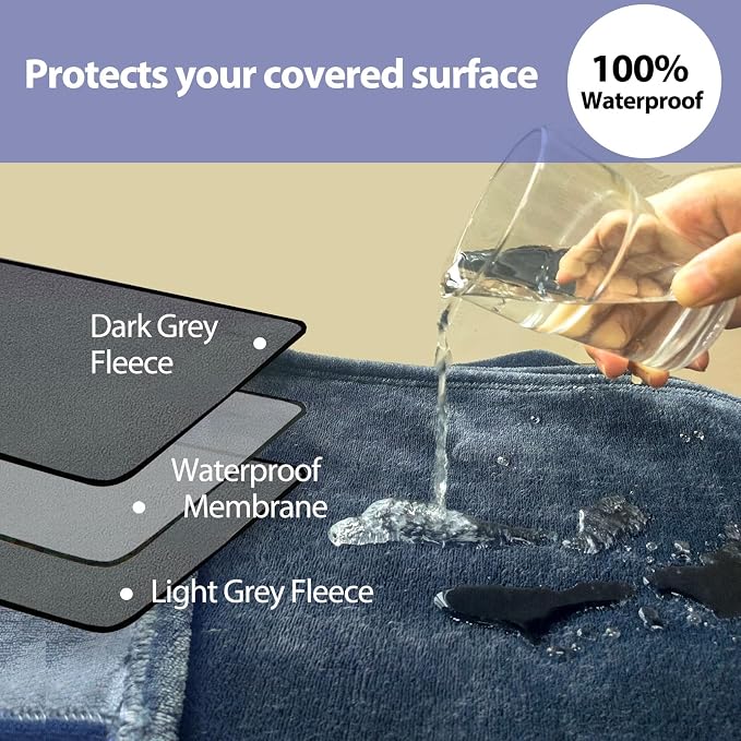 Reversible Bed Blanket 80"x60", Waterproof Stain-Resistant Slate/Cool Grey | Love Blanket Waterproof Sex Blanket Reusable Mattress - Image 5