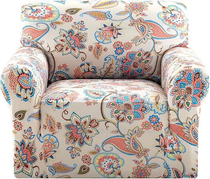 H.VERSAILTEX Floral Pattern Chair Covers Armchair Printed Chair Slip Covers Armchair Stretch Oversized Chair Slipcover Pet Couch Covers for Sofa Washable(Sun-Kissed Floral,Chair) by HVERSAILTEX