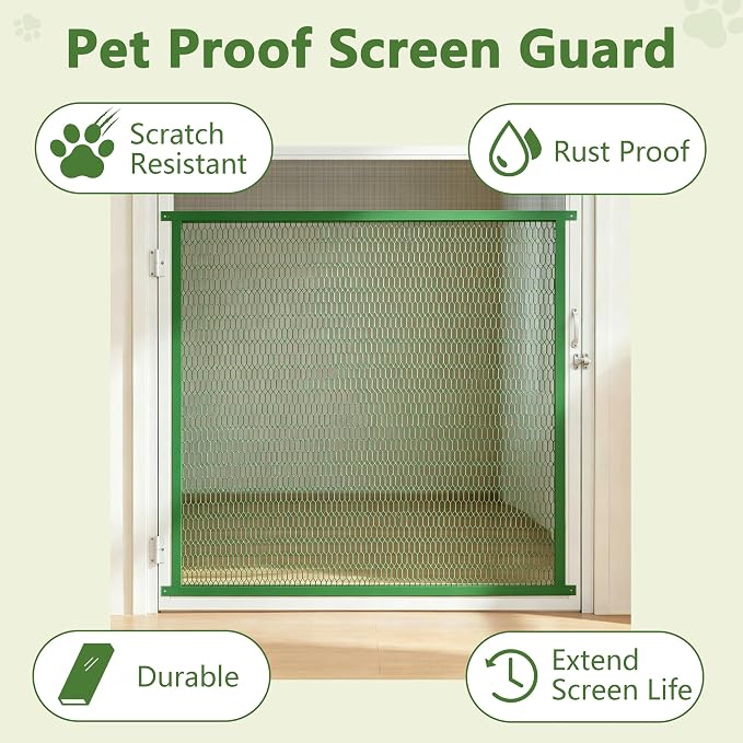 Guardian Steel Pet Grille Screen Door Protector for Dogs Pets Cats Scratch Protector Replacement RV Screen Door Guard Pet Proof Screen Door (Green, 36 Inch) - Image 4