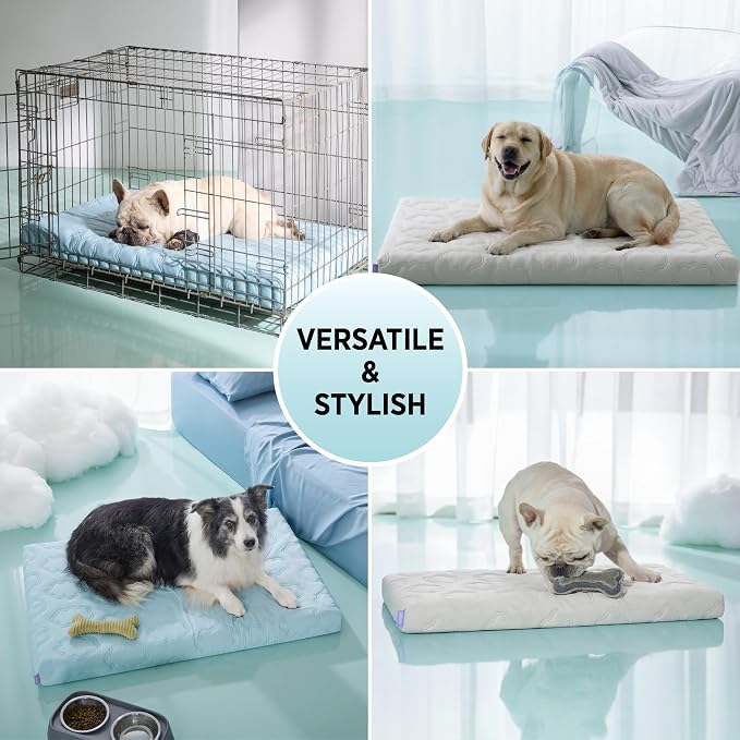 LESURE ApexCloud™ Cooling Dog Bed with Washable Cover for Medium Dogs, 29IN | Q-Max>0.5 Cool-Touch Fabric, Orthopedic Egg Crate Foam,Breathable Non-Slip Summer Mat,For Active Senior Long-Haired Pets,Blue - Image 9