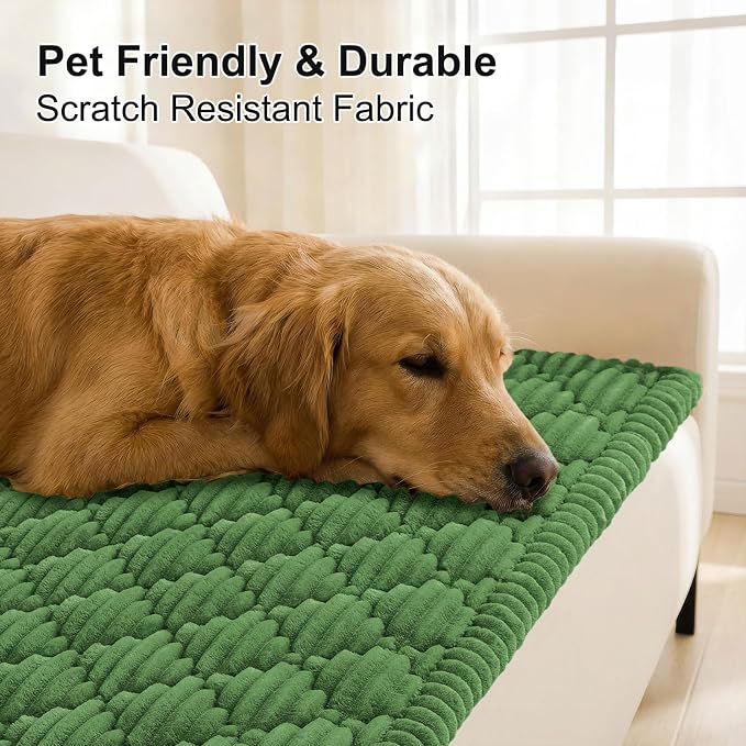 Smiry Couch Cover for Dogs Washable, Non Slip Fuzzy Pet Sofa Protector | Soft Thick Furniture Cover for Sofa, Loveseat and Sectional, Scratch & Pet Hair Resistant (Olive Green, 27.6" x 59") - Image 3