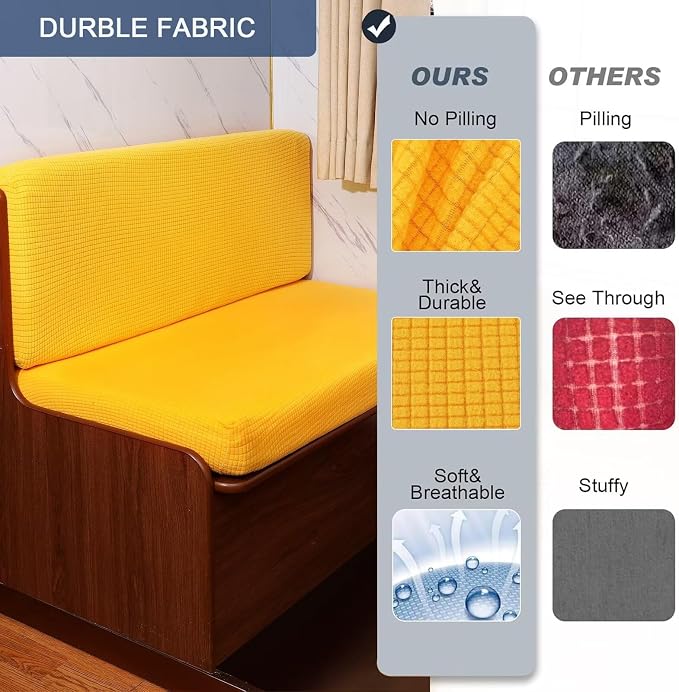 NILUOH RV Dinette Cushion Covers,Jacquard Camper Cushion Slipcovers Replacement Sofa Cushions Washable Loveseat Slipcovers for Travel Trailer Couch (2 Bench Cover & 2 Backrest Cover, Yellow) - Image 4