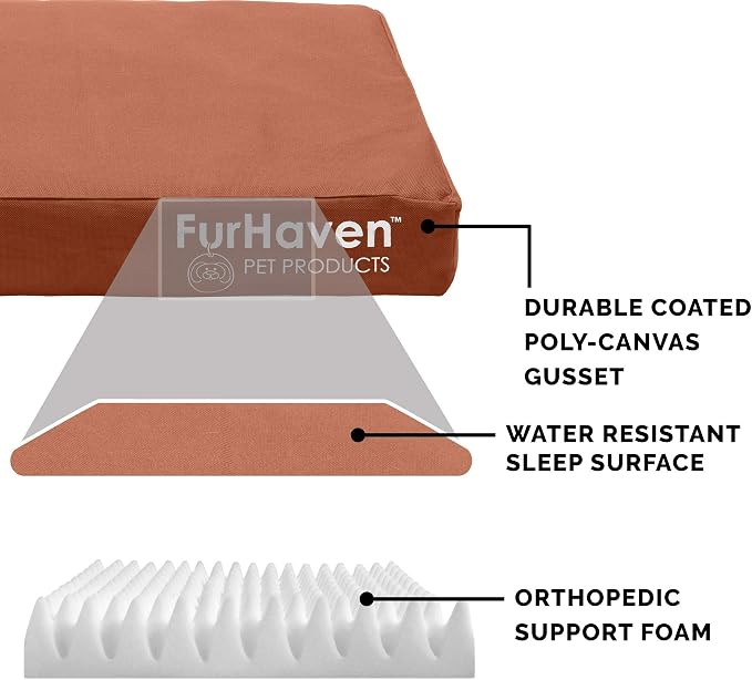 Furhaven Water-Resistant Orthopedic Dog Bed for Large/Medium Dogs w/ Removable Washable Cover, For Dogs Up to 55 lbs - Indoor/Outdoor Logo Print Oxford Polycanvas Mattress - Chestnut, Large - Image 4