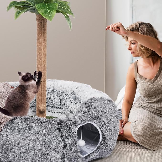 Large Cats Tunnels for Indoor Cats Fluffy Warm Cat Bed and Detachable Cave Tunnels with 20 Pet Toys, Donut Tunnel and Variety Kitten Toy Set for Playing - Image 7