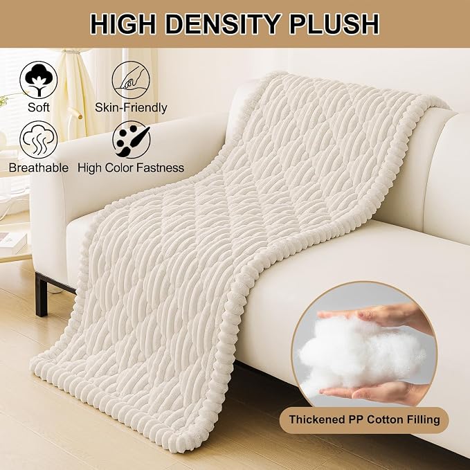 Smiry Couch Cover for Dogs Washable, Non Slip Fuzzy Pet Sofa Protector | Soft Thick Furniture Cover for Sofa, Loveseat and Sectional, Scratch & Pet Hair Resistant (White, 27.6" x 47") - Image 9