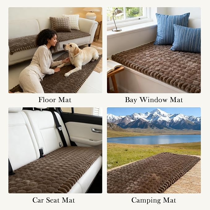 Circular Grid Couch Cover for Dogs Washable - Non Slip Thick Soft Pet Sofa Protector for 3 Cushion Couch Large Silicone Particles Furniture Mat for Cats Sectional Slipcovers - Image 5