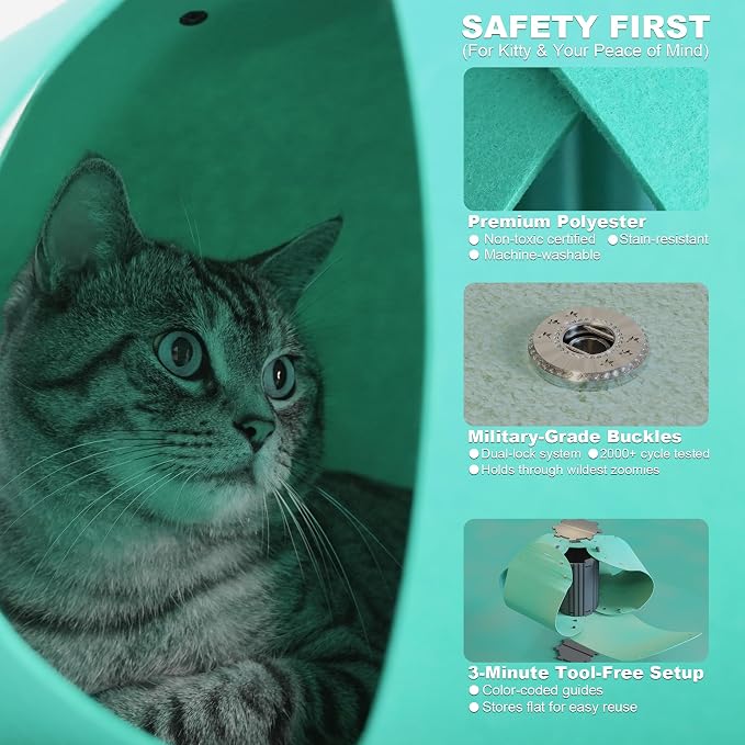 Cat Tunnel, Cat Cave for Indoor Cats Bed,Scratch Resistant Cat Toys for Medium Large Cats Hide and Seek Toy (Sky Cyan) - Image 4