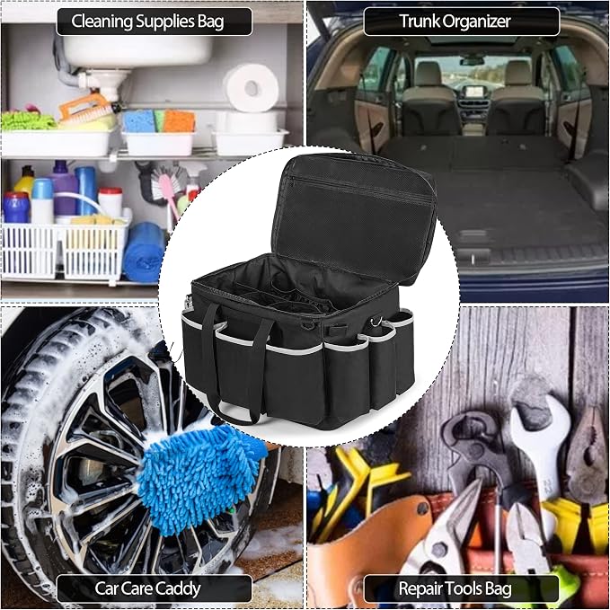 HODRANT Extra-Large Cleaning Caddy with EVA Hard Bottom with Shoulder Strap | High Capacity Cleaning Supplies Organizer for Housekeeping & Home Work, Cleaner Tools Tote Bag, Patent Design - Image 7