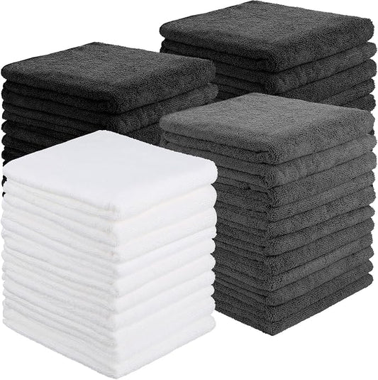 Shimeyao 40 Pack Bleach Proof Towels Microfiber Absorbent Resistant Hair Hand Towels Bulk Quick Dry for Barber Gym Bath Spa Shaving (Black White Grey,16 x 29 Inch) by Shimeyao