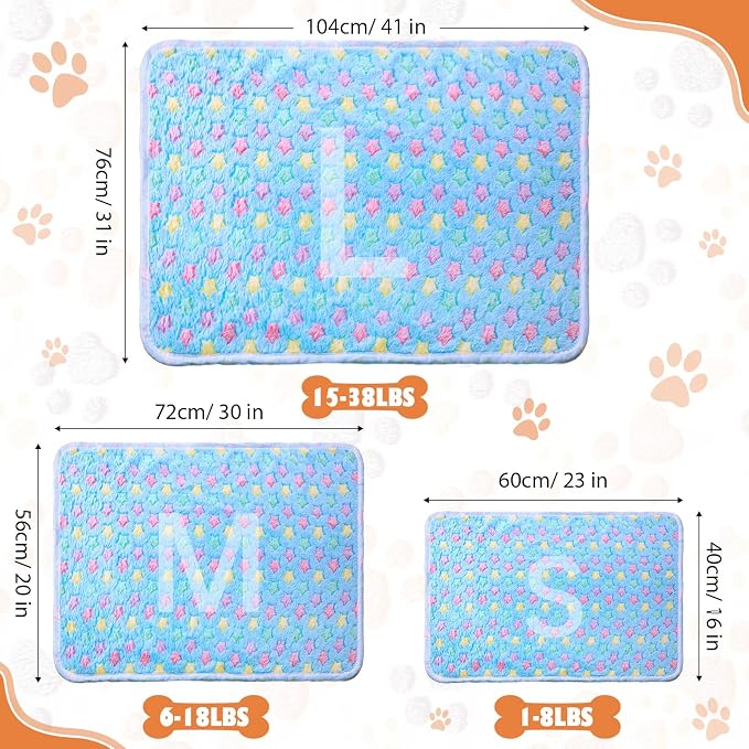Chumia 18 Pcs Fleece Pet Blanket Soft Warm Sleep Mat Fluffy Cute Puppy Supplies Paw Bone Star Elephant Dot Heart Print Design Bed Blankets for Dog Cat Kitten Animals (41 x 30 Inch,Sweet) - Image 2