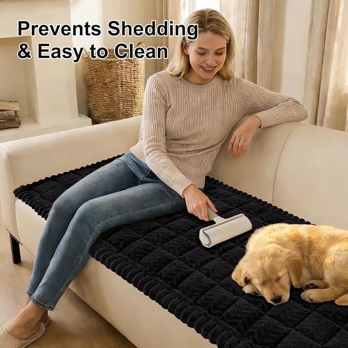 Smiry Couch Cover for Dogs, Non Slip Fuzzy Pet Sofa Covers Washable | Sofa Slipcovers for 3 Cushion Couch, Soft Thick Furniture Protector for Cats Dogs, Against Fur, Dirt, Scratch (27.6"x82.7") - Image 4