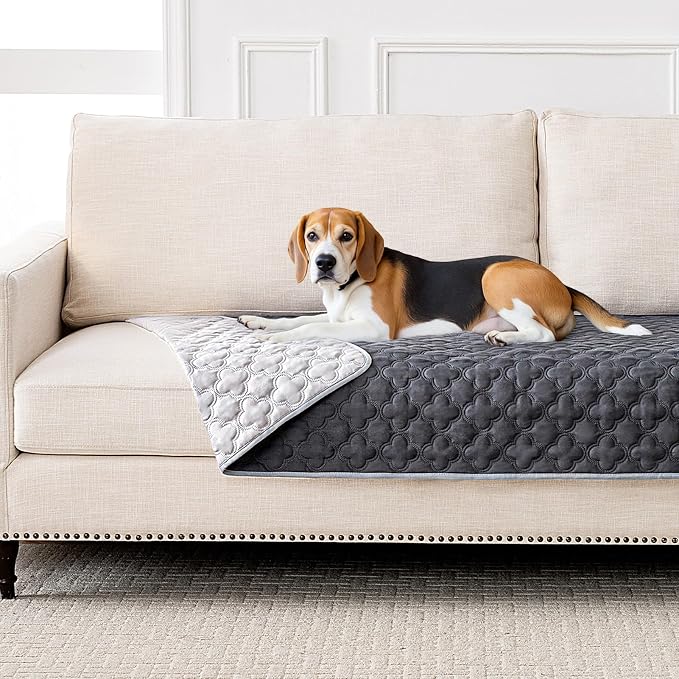 FunFurry Waterproof Dog Blanket, Couch Cover for Dogs Washable, Reversible Dog Bed Cover, Couch Furniture Protector. (Dark＆Light Grey, 40 X 50 Inch - 1 Pack) by FUNUPFURRYLIFE