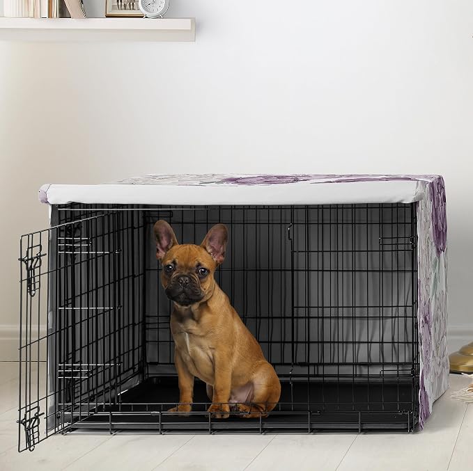 Sweet Jojo Designs 30in. Small/Medium Dog Crate Cover (Purple Boho Floral) for Girls Pet Cage, Kennel Covers (Shabby Chic Bohemian, Vintage Garden, Watercolor Flower, Nature, Elegant, Pastel Lavender) - Image 2