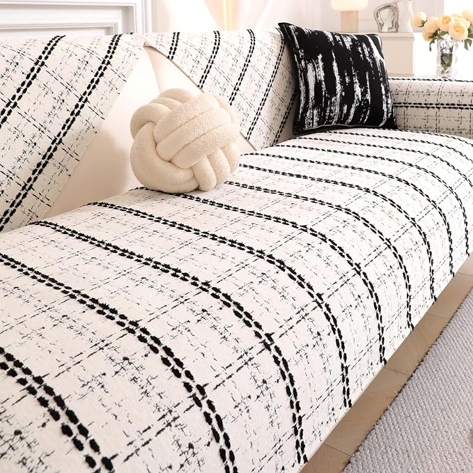 Waterproof Couch Cover for Dogs Washable,Chenille Pet Couch Covers for Sofa,Non-Slip Couch Covers for 3 Cushion Couch Sofa Pet Friendly (White, 36x74（1pc）) - Image 2