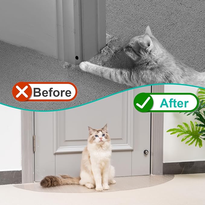 Uross Semi-Circular Carpet Protector for Pets 1PCS, Plastic Cat Carpet Protector for Doorway, Cat Scratch Protector Mat, Cat Ripping Up Under Door Carpet Scratch Stopper - Image 2