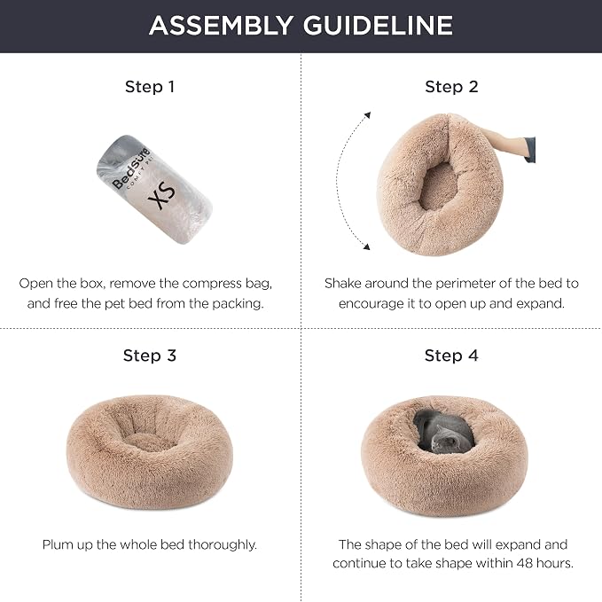 Bedsure Calming Cat Beds Donut Round Washable Kitten Bed,20 inches Pink | Fluffy Faux Fur Cuddler,Machine Washable,Anti-Slip Bottom,Anti-Anxiety,Deep Sleeping for Cats&Small Pets Up to 15 Lbs - Image 5
