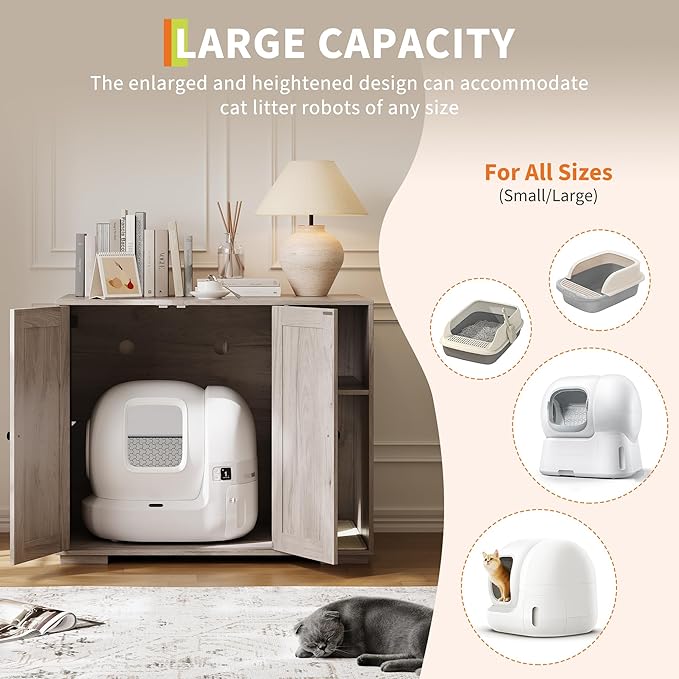Large Cat Litter Enclosure with Litter Collector, Enclosure for Self-Cleaning Litter Boxes,Adjustable Shelf for Dog Proof,Charging Station, Large Hidden Litter Box for Cat, Cat House - Image 4