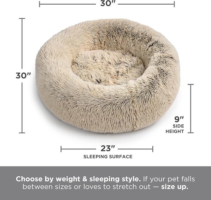 Best Friends by Sheri The Original Calming Donut Dog Bed for Medium Dogs up to 45 lbs, Shag Faux Fur, Dark Brown, 30" x 30" - Image 9