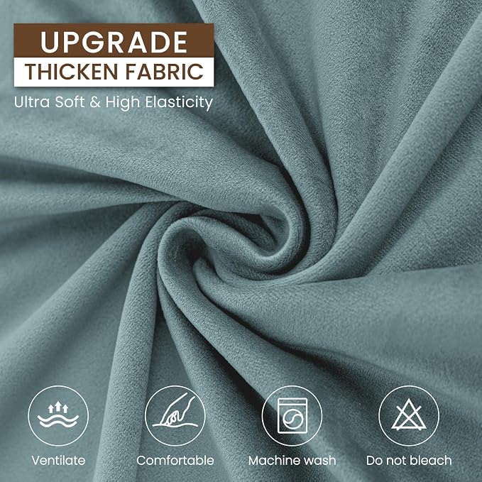XINEAGE 3-Piece Velvet Sofa Cover,Couch Covers for Dog,Gray Blue | 2 Cushion Sofa,Stretch Non-slip Elastic, Pet-friendly, Washable, Fast Setup, Soft Plush Fabric, Furniture Protector. - Image 5