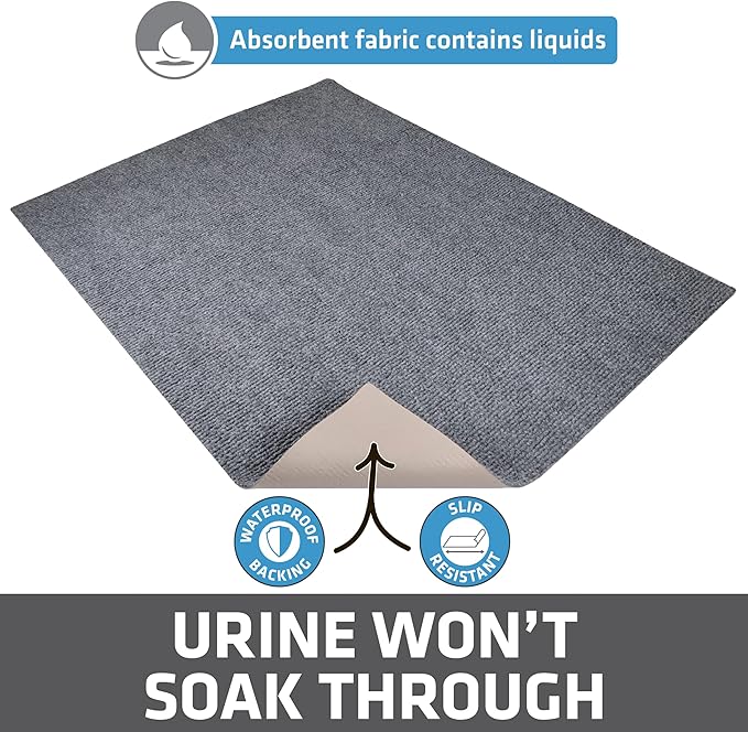 Drymate Cat Litter Box Mat, Litter Trapping Mat, Grey, 36x47 Jumbo XXL | Waterproof, Urine-Proof, Absorbent, Machine Washable, Soft on Paws, Contains Mess, Protects Floors, Kitten Supplies, USA Made - Image 4