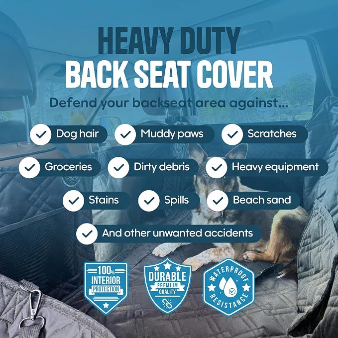 Bulldogology Hard Bottom Dog Seat Cover for Back Seat - Waterproof Backseat Extender for Dogs - Heavy-Duty Pet Hammock & Rear Protector for SUV Car Trucks - Non-Slip Dog Hammock with Platform - Image 9