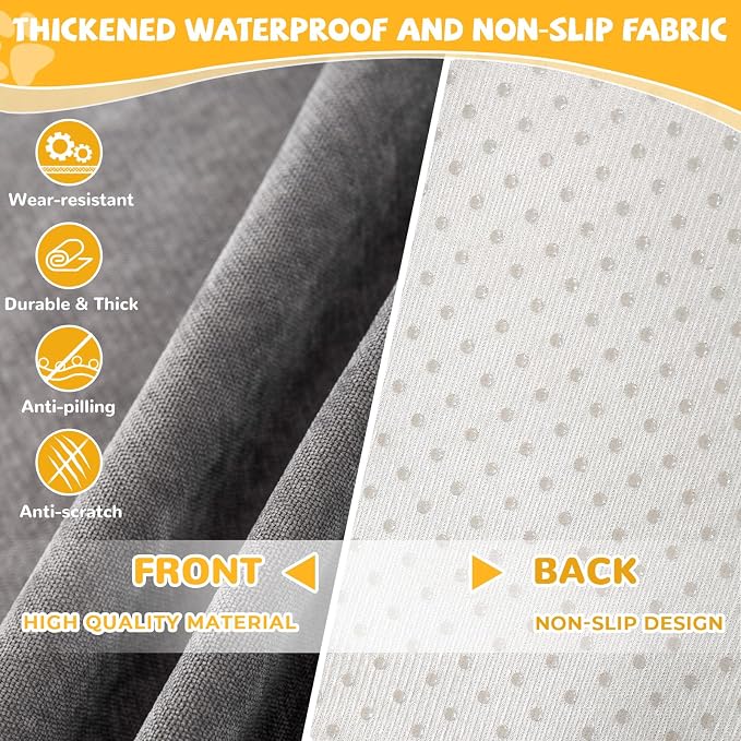 Waterproof Non-Slip Couch Cover for Pets & Dogs, Gray 79" x 134" | Pet Sofa Cover, Washable, Pet Friendly, Anti Cat Scratch, Furniture Protector, for 3 Cushion Couch Sectional L Shaped Sofa - Image 4