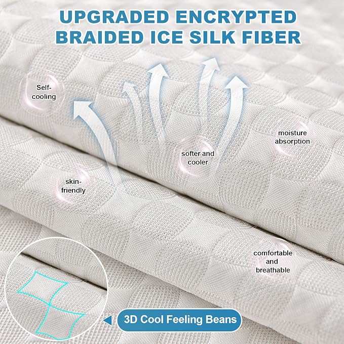 OTOB Cooling Couch Cover Washable Anti Slip Furniture Protector, 1 Piece | Luxury Cream, 43.3"x94.5", Premium Ice Silk Fabric, Modern Geometric, Soft, 3D Bionic Breathable, Sectional Sofa Slipcover - Image 3