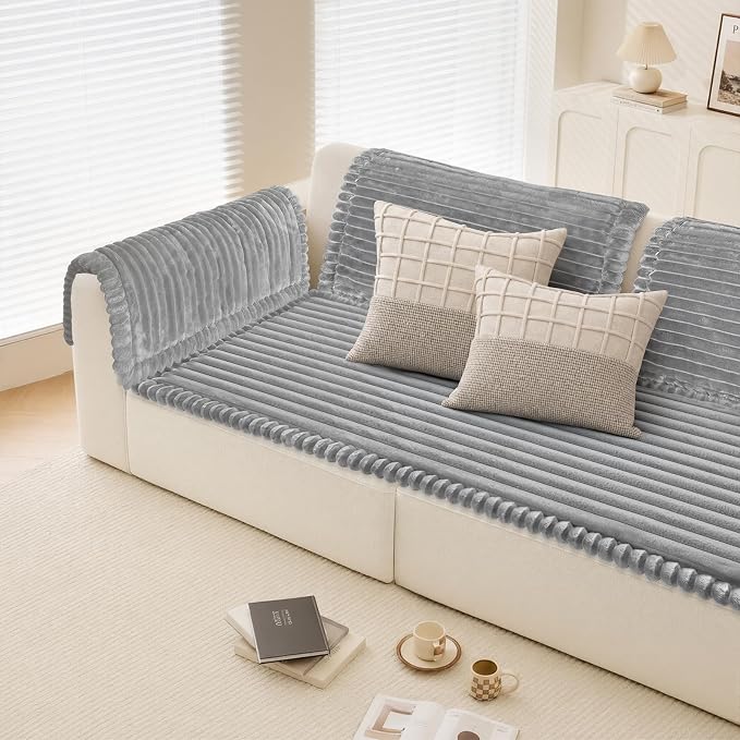 NAISI Pet Couch Covers for Sofa with Thick Filling and Non-Slip Bottom Sectional Sofa Covers Washable Friendly for Pets(1pc/27.5"x 70.8",Light Grey) - Image 2
