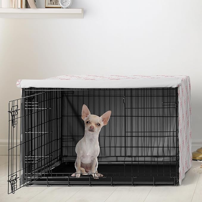 Sweet Jojo Designs 24in. Small Dog Crate Cover (Pink Bows) for Girls Pet Cage, Kennel Covers (Blush and White Elegant Designer Bow for the Ballerina, Dancer, Princess, Coquette Ballet Collection) - Image 2