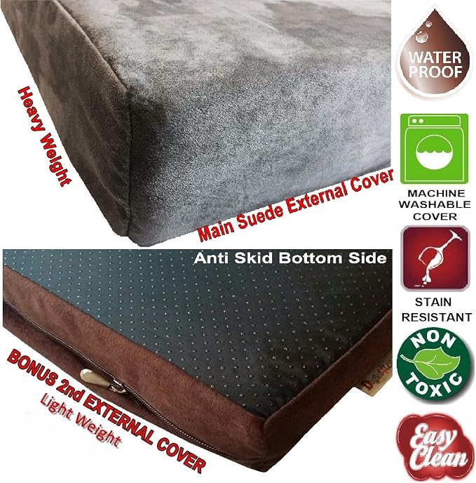 Dogbed4less Orthopedic Gel Memory Foam Pet Dog Bed, Waterproof Liner with External Microsuede Cover and Bonus Antislip Cover (Microsuede Gray, 35"X20"X4" Inches) - Image 3