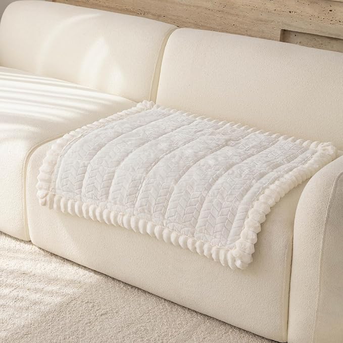 Thick Couch Arm Covers for Sofa (27.6"x27.6",White) | Couch Armrest and Backrest Cover, Machine Washable，Non Slip Sofa Cover, Flannel Dog Pet Friendly Couch Covers Protector - Image 2