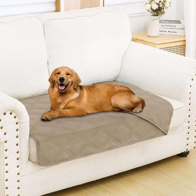 Smiry Waterproof Dog Bed Cover, Reversible Pet Blanket for Sofa Couch | Soft Washable Dog Blanket, Leakproof Couch Cover for Dogs Cats & Furniture Protection, 30x53, Taupe/Taupe by Smiry